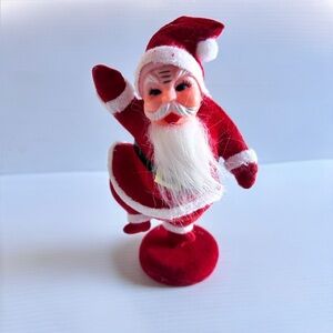 Vintage 1960s Santa Claus Figurine on Stand – Retro Christmas Decoration